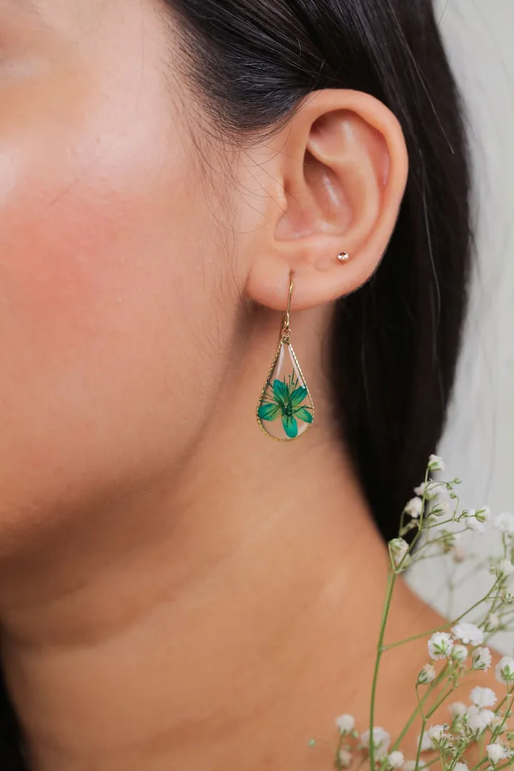 Blue Allium Tear Drop Earring for Protection from Evil